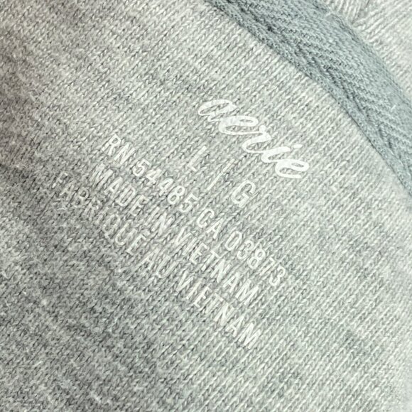 Aerie Large L Gray Lace Up Sunday Soft 100% Cotton Pullover Hoodie Sweater - Picture 6 of 7